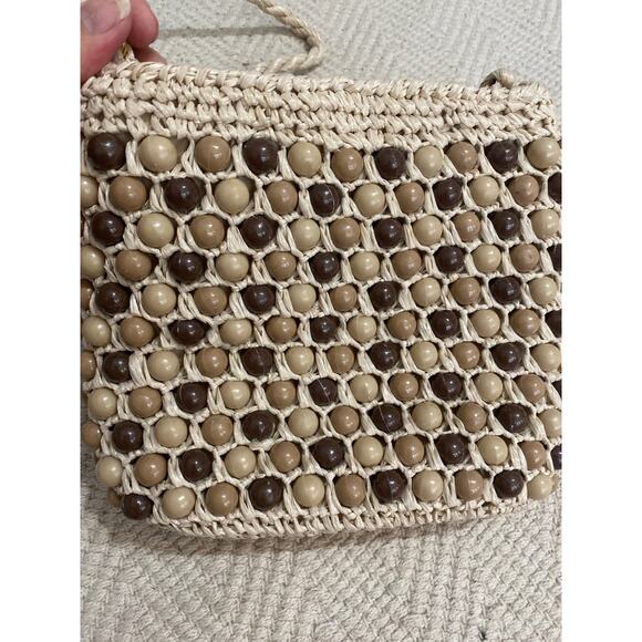 Vintage Macrame Woven Beaded Shoulder Bag Medium Festival - Picture 3 of 10